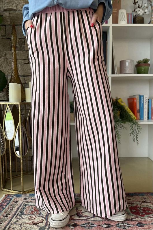 Marlowe Stripe Wide Leg Lounge Trouser Pink